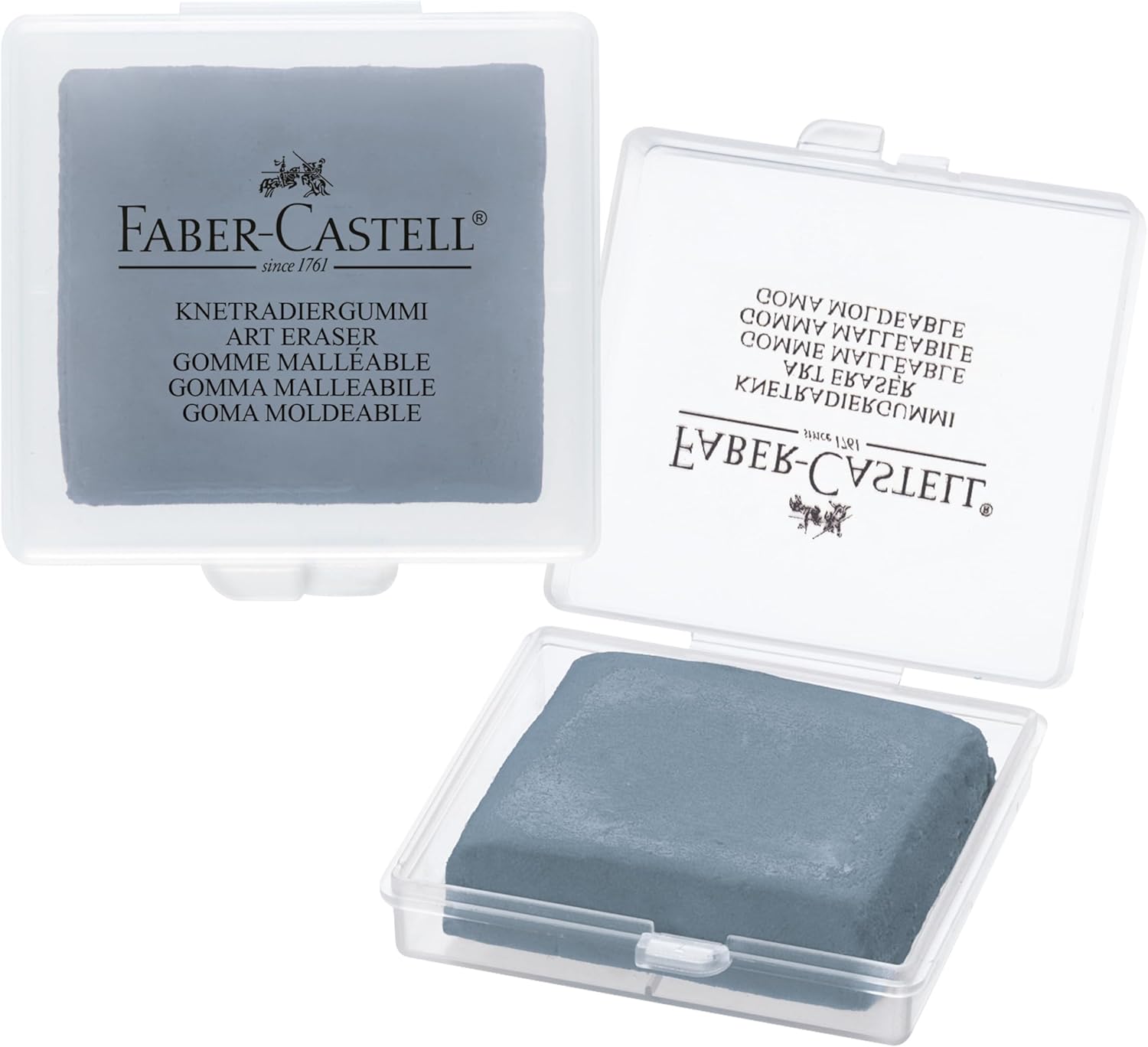 Faber-Castell Kneadable Eraser for Artists in Storage Case - Absorbent Kneaded Erasers. Art Eraser 1 Pack. Grey