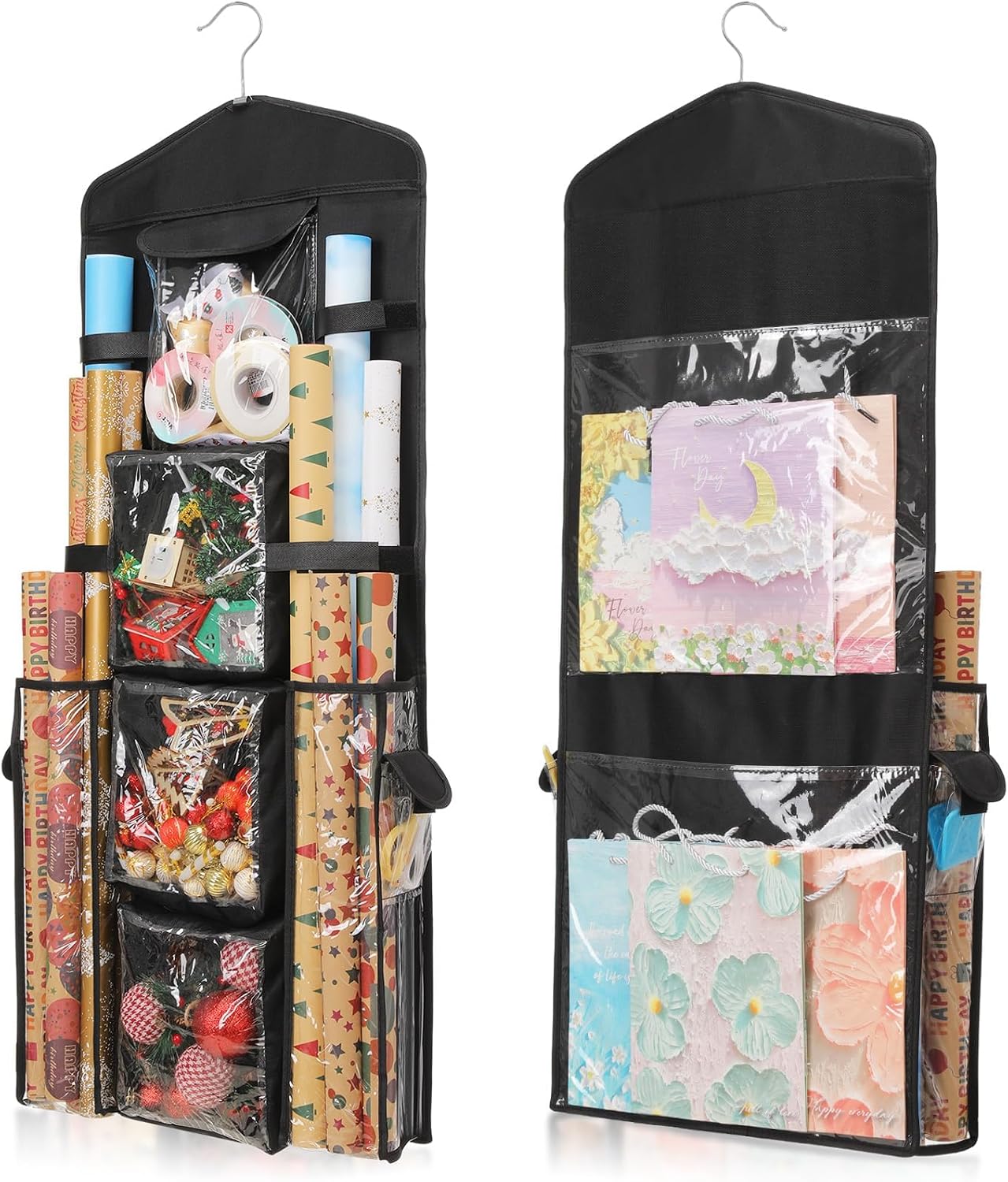 EXLIFBAG Wrapping Paper Storage. Gift Wrap Organizer Holder Double-Sided Hanging Gift Bag Storage Organizer